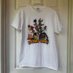 Looney Tunes White Cotton Tee M Bugs Bunny Daffy Duck Tasmanian Sylvester 90’s